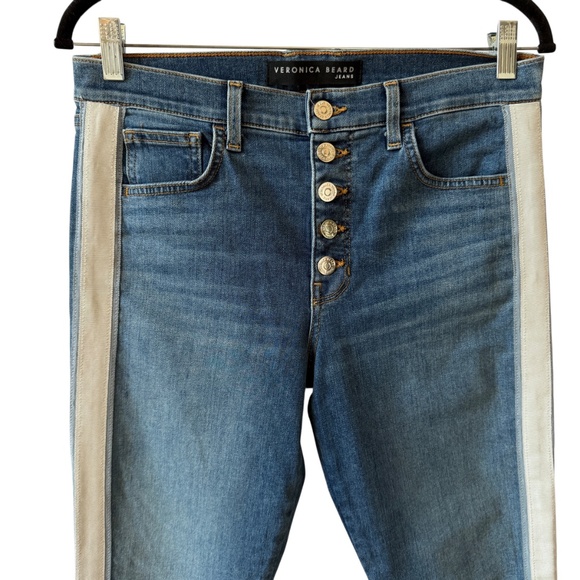 VERONICA BEARD DEBBIE SKINNY HI RISE JEANS TUXEDO BEACON CROPPED BUTTON FLY 29/8 - Picture 3 of 10